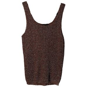 Vintage Suzelle Knit Sweater Tank Cami Top Shimmer Metallic Gold Small Hong Kong